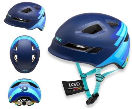 POP Kinderhelm Für Jungen Und Mädchen Von KED – Leicht Mit 8 Belüftungsöffnungen, MIPS Schutz, LED-Rücklicht Und Komfortable K-Fit Anpassung