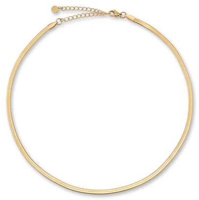 GD GOOD.designs Schlangenkette Damen - flache Halskette ohne Anhänger in Silber - Gold - Rosegold - Schwarz I Edelstahl Choker 3mm breit - Wasserfest