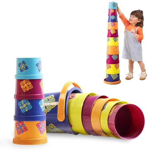 B. toys - Bazillion Eimer - 10 Stapelbecher - Bunte Nesting Cups - Bad & Garten Spielzeug - Stapelbares Lernspielzeug - 18 Monate +
