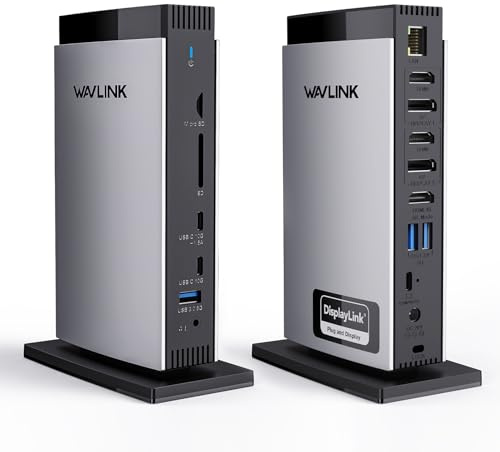 WAVLINK Displaylink Laptop Docking Station mit 3 HDMI, USB C Dock Dreifach-Display 4K+Dual 2K, 100W Ladeleistung für M1 M2 M3 M4 M5 Mac/Windows, 2DP, 5 USB Ports, Ethernet, Kompatibel mit MacBook Neo