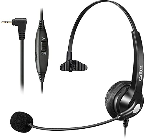 2,5mm Klinke Headset Telefon mit Mikrofon Noise Cancelling für Panasonic | Schnurlos Dect Festnetz Kopfhörer Kompatibel mit Gigaset C430A C530 S810 S850 CL660 CL660HX Grandstream Cisco SPA Polycom