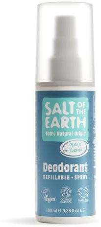Salt Of The Earth Natürliches Deodorant-Spray, Meer & Kokosnuss – Vegan, Lang anhaltender Schutz, Nachfüllbar, 100% natürliche Inhaltsstoffe – 100ml