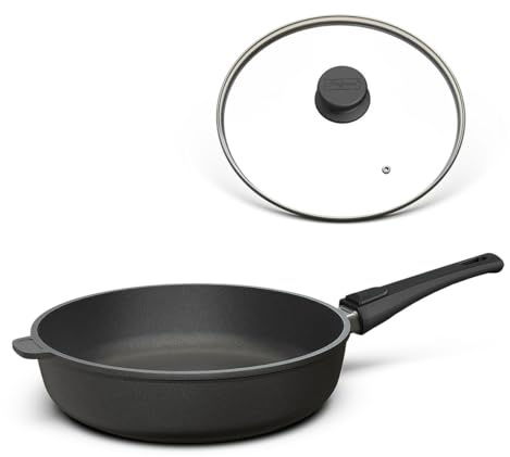 Hoffmann Hochrandpfanne 28 cm Induktion, Antihaft, mit Deckel, Aluguss, abnehmbarer Griff, alle Herdarten, backofenfest, wiederbeschichtbar, spülmaschinenfest, made in germany - Pfanne, Bratpfanne