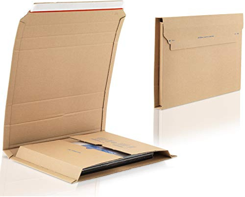 WPTrading - 25 Stück Wellpappe Buchverpackung DIN C5 245 x 165 x 70 mm (MW354E) selbstklebend in Braun - Buch Karton Wickelverpackung für Büchersendung stabil - Bücher Warensendung Versand Verpackung