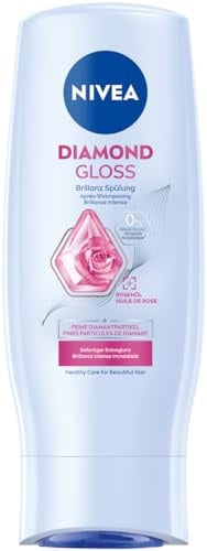 NIVEA Diamond Gloss Brillanz Spülung, pflegende Haarspülung mit Diamantpartikeln und Rosenöl, intensive Pflegespülung für strahlenden Glanz (200 ml)