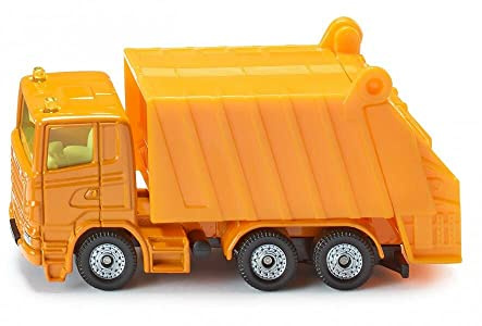 siku 0811, Müllwagen, Metall/Kunststoff, Orange, Spielzeugauto für Kinder, Kippbarer Müllbehälter
