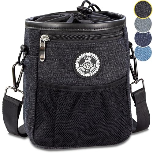 HUND IST KÖNIG Premium Leckerlitasche für Hunde - Gassi Tasche Hund | Robuste Bauchtasche Hundetraining - Futterbeutel Hunde mit Kotbeutelspender mit Kotbeutelspender & Ebook - Hundezubehör