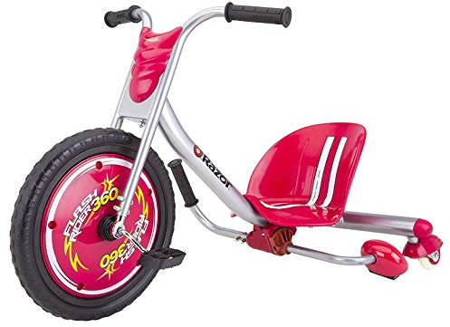 Razor Uni Dreirad Flashrider 360 Vehicles, Red, One Size | Funkender Bremshebel; 360 Drehungen, Beinangetrieben, ikonischer Aufsitzer mit Rädern für Kinder ab 6 Jahren