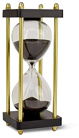 LIVONDO Sanduhr 15 Minuten I Wohnzimmer Deko | goldene Dekoration | Sanduhr-Gold | Hourglass edel | schwarz-Gold