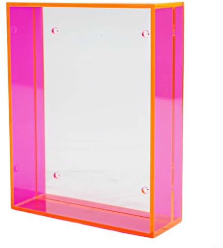 Acryl-Displayrahmen Acryl-Neon-Schweberahmen Wand-Tisch-Heller Vollfarbiger Dekorativer Fotorahmen für Wandmontage Tisch-Galerie-Display (Rot)