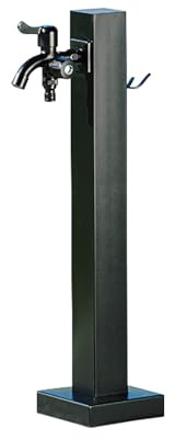 Schwarz Wassersäule Garten Wasserzapfsäule Edelstahl Frostsicherer Außenwasserhahn Wasserzapfstelle Auslaufhahn Wasserentnahmestelle(Color:Square colum wit dual faucet,Size:60cm)