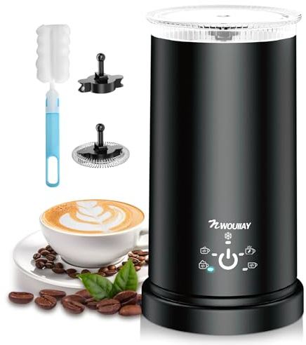 5 in 1 Milchaufschäumer Elektrisch 600W Automatischer Milchaufschäumer für 350 ml heißen kalten Milchschaum mit Antihaftbeschichtung, Ein-Klick-Steuerung für heiße Schokolade, Latte, Cappuccino etc