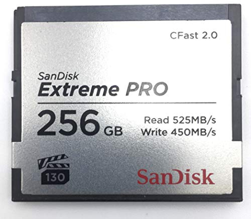SanDisk Extreme Pro Cfast 2.0 Speicherkarte 256 GB (Für Kameras und Camcorder, VPG-130 für 4K Videos, Datenübertragungs mit 525 MB/s, Schreiben mit 450 MB/s)