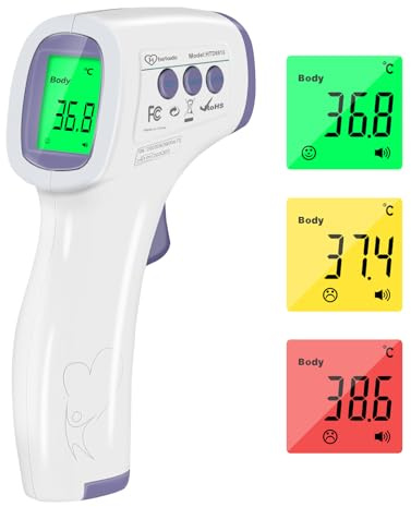 Fieberthermometer Kontaktlos Infrarot Stirnthermometer für Baby Erwachsene Kinder, Digital Thermometer Fieber mit Genaue Ablesungen, Fieberalarm, LCD Anzeige, 50 Speicherfunktion