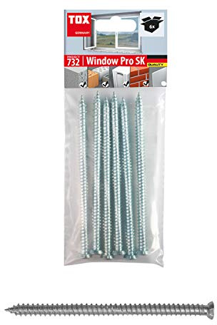TOX Window Pro SK Rahmenschraube aus einsatzgehärtetem Stahl, Abstandsmontage für Fenster und Türen, Senkkopf mit TX30-Antrieb, ⌀7,5/152 mm, 091601411, 7,5x152 mm