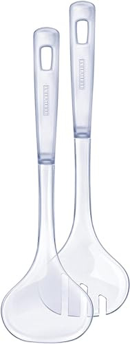 Leifheit Salatbesteck, aus hochwertigem Kunststoff, Salatgabel, Salatlöffel 33 cm für hohe Schüsseln, spülmaschinenfest, mit Haken die verhindern dass das Besteck in die Schüssel rutscht