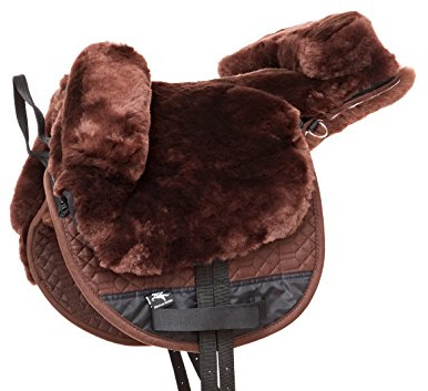 Engel Reitsport | FELLSA-R2-MOC | Hochwertiger Fellsattel | echtes Merino Lammfell | baumloses Bare-Back-pad | Gr. Englisch Farbe Mocca braun