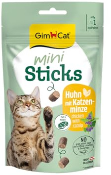 GimCat Mini Sticks Huhn mit Katzenminze -Kleine Häppchen für besonderen Genuss - 1 Beutel (1 x 50 g)