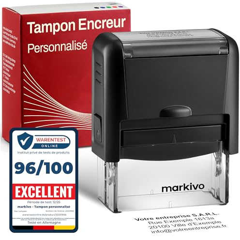 Stempel Personalisiert - Firmenstempel mit Text, langlebiger und selbstfärbender Addressstempel, personalisierter Namensstempel 38x14mm, max. 4 Zeilen, schwarz (S)