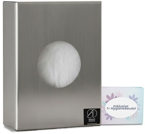 Schönbeck Design Hygienebeutelspender aus Edelstahl - matt gebürstete Oberfläche, kompakter Spender für Hygienebeutel für Damenbinden und Tampons, hergestellt in Deutschland