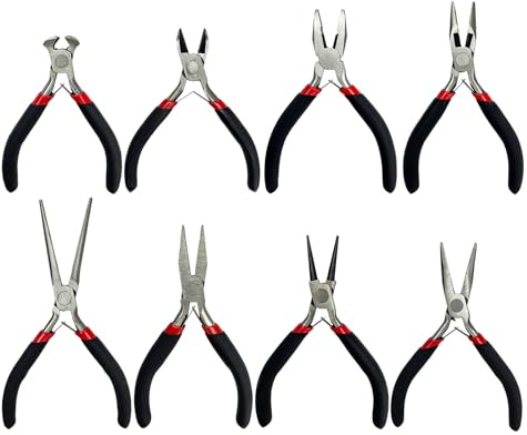 8 Stück Schmuckzangen Set, Mini Zangenset mit Aufbewahrungstasche Schmuckzange Feinmechaniker Zangen Set Schmuckherstellung Zubehör für Schmuckherstellung Heimwerker Profis Heimwerken und Reparatur