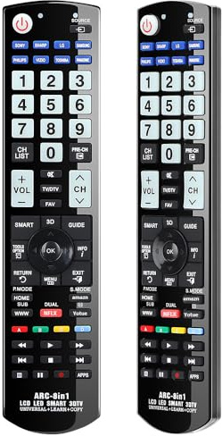 Alkia Universal-Fernbedienung für Panasonic, Samsung, LG, Sony, Toshiba, Sharp, Philips, Vizio TV/Learn/HDTV / 3D / LCD/LED - KEIN Setup erforderlich (im Dunkeln Leuchtend)