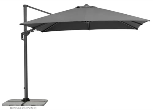 Schneider Sonnenschirm Rhodos Twist, anthrazit, 300 x 300 x 264 cm quadratisch, 730-15, Gestell Alu/Stahl, Bespannung Polyester, 25.7 kg