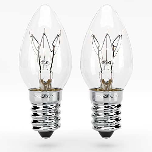 greate 2x E14 7W Glühbirne - Ersatz Glühbirne E14 für Salzlampe, Salzkristalllampe, Duftlampe, Orientierungslicht, Nähmaschine, Vitrine - Kleine Glühbirnen Kerze mit 40 Lumen - Leuchtmittel