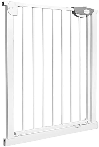 XMTECH Treppengitter 75-85cm Breit, Ohne Bohren Türschutzgitter für Kinder, Auto-Close Safety Gate mit Druckbefestigung, 180° Zweiwegeöffnung Absperrgitter, Weiß