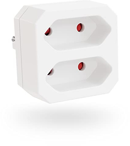 greate Steckdosenadapter 2fach bis max. 1100W - Doppelstecker für Steckdose 2fach weiß - Mehrfachstecker für Steckdose, Verteilersteckdose, Doppelsteckdose, Mehrfachsteckdose ohne Kabel