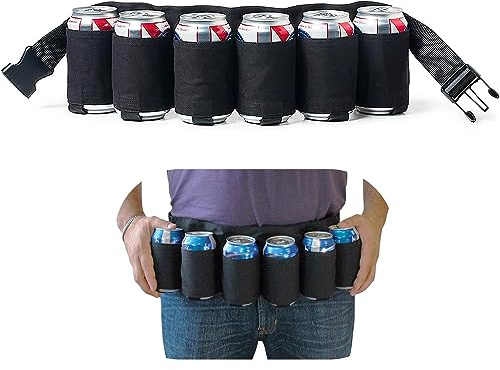 MUCHER Portable Trinker Bier Soda kann Gürtelhalter 6 Getränke für Camping Wandern Outdoor Party (Schwarz)