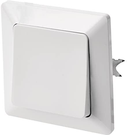 EMOS Wechselschalter in Weiss (Glanz), Lichtschalter mit einer Wippe, 250 V~/10 AX, Kunststoff, ohne Unterputzdose, Schutzklasse IP20 für Innen, 8 x 8 x 5 cm