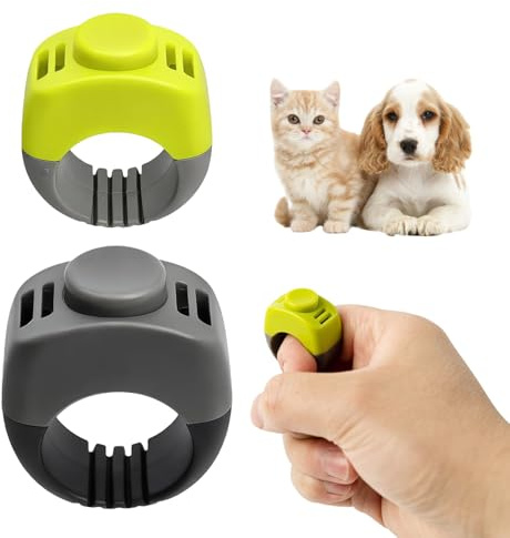 2 Stück Klicker Hund,Finger Clicker Hund,Klicker Katze,Praktisches Hundetraining Zubehör,Hundeklicker,Trainingsset mit Fingerring,Hundeerziehung,Clicker Set für Katzen Pferdetraining (19mm/21mm)