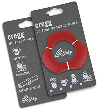 cregg - Rot - Eierköpfer 3-in-1 - Eieröffner, Eierbecher & Servierring in einem - Made in Germany - Eierschalenöffner, Ei Öffner, Egg Shell Opener - Küchen Gadget & Geschenkidee