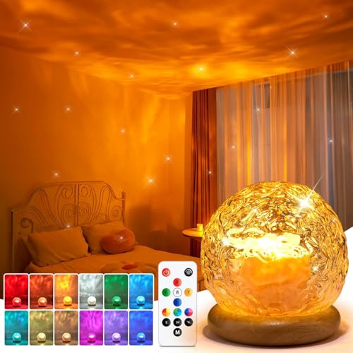 LED Deko Lampe Nachttischlampe Sternenhimmel Projektor Geschenke für frauen | 16 RGB Farben, Aurora, Fernbedienung, Timer, Tischlampe, Schlafzimmer Deko, Wohnzimmer, Geschenk für alle
