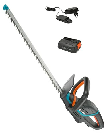 Gardena Akku-Heckenschere ComfortCut 60/18V P4A Ready-to-Use Set: Ergonomisch, Messergeometrie, Leichtgewicht, Akkustand, Kabellos (14731-20)