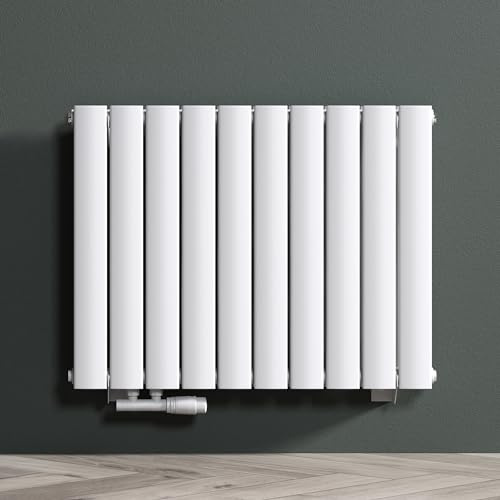 Mai & Mai Badheizkörper flach BxH 77x60cm in Weiß Mittelanschluss Paneelheizkörper Vertikal Badheizung zweilagig aus Stahl