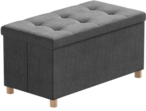 BRIAN & DANY Sitzbank mit Stauraum, Faltbar Sitzhocker mit Beinen, hocker mit stauraum, für Wohnzimmer Schlafzimmer Flur, Grau, 76 x 38 x 38 cm