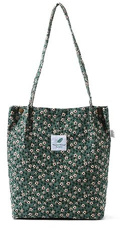 Funtlend Große Cord-Handtasche für Damen, Schultertasche für Schule, Einkaufen, Arbeit, Uni