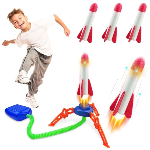 NHYDZSZ 6 Raketen Spielzeug, Rakete Luftdruck, Raketen Outdoor Spielzeug, Geschenke Junge, Spielzeuge für Draußen, Gartenspiele, Rakete Spielzeugs, für Draußen Kinderspielzeug ab 3-12 Jahre