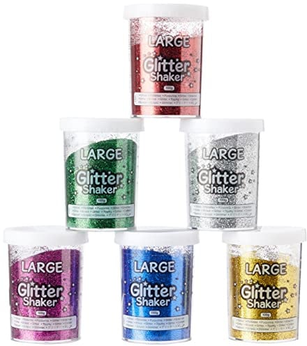 Baker Ross Große Glitzer-Streuer für Kunst und Kunsthandwerk für Kinder - Große Glitzer-Behälter, ideal zum Basteln in Klassenzimmern, Schulen und Vorschulen (6er-Pack)
