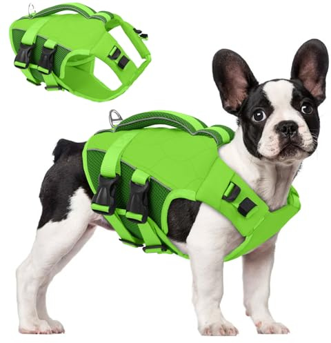 ASENKU Schwimmweste Hund Mittel M,Verstellbar & Ripstop Hundeschwimmweste,Rettungsweste für Hunde mit Griff und Reflektierend, Hunde Schwimmweste für Chihuahua,Dackel,Französische Bulldogge, Labrador