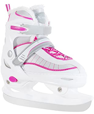 Verstellbare Schlittschuhe, Eislauf Schuhe für Damen,Herren und Kinder mit Edelstahl Eislaufschuhe,Schnellschnürsystem & Push-Lock-Schnalle,Einstellbare 4 Größenbereiche (Weiß, L(38-41))