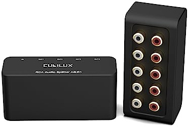 Cubilux AS-R1 Cinch Verteiler, 1 Eingang 4 Ausgänge, passiver Stereo RCA Verteiler, Aluminiumgehäuse