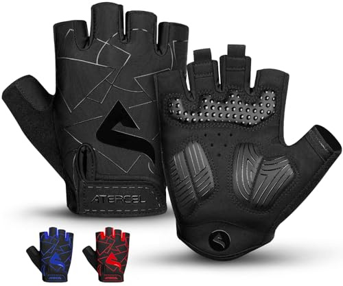 ATERCEL Fahrradhandschuhe Halbfinger für Herren Damen - Radsporthandschuhe MTB Handschuhe mit SBR-Polsterung für Radfahren, MTB, Fitness (M)