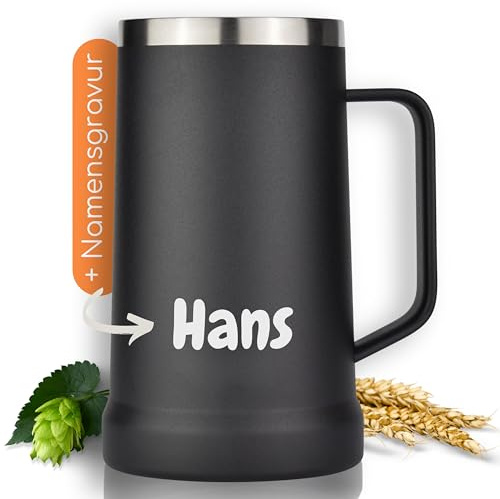 Milu® Bierkrug mit Gravur 700ml personalisiert - Ostergeschenke für Frauen & Männer I Geschenk Ideen Papa, Mama, Freund, Freundin I Geschenkideen zum Vatertag Muttertag I Geschenke Opa & Oma