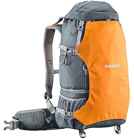 Mantona Kamerarucksack elementsPro 40 - Professioneller Outdoor-Kamerarucksack mit anpassbaren Innenfächer, viel Stauraum für Kamera und Zubehör, Laptop bis 14 Zoll, inkl. abnehmbarer Regenhülle