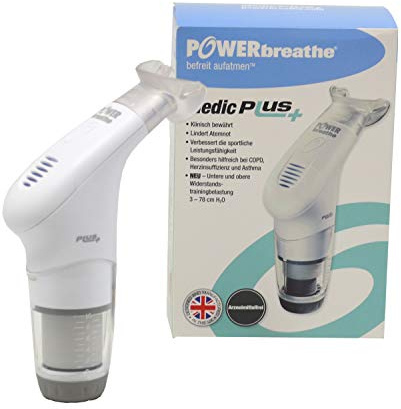 POWERBREATHE Medic Plus I einstellbarer Atemtrainer zur Stärkung der Atemmuskulatur I Inspirationsmuskeltrainer mit 13 Stufen I Atemtrainingsgerät für Atemübungen gegen Kurzatmigkeit