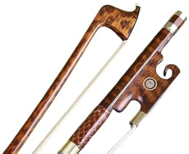 Yinfente Violinenbogen 4/4 in voller Größe, Schlangenholz mit Perlenauge, natürliches Haar, Pernambuko-Ebene, steif und gut ausbalanciert, Violinenbogen in voller Größe für Violinisten und Geiger