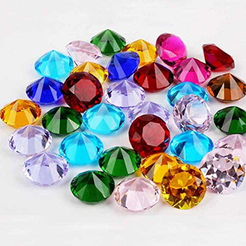 ToBeIT Acryl Diamanten bunt ca. 145 Stücke 20mm Diamantkristalle Transparent Kristall- Transparente Tischdeko Streudeko Hochzeit Deko(20mm Diamanten bunt)